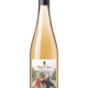 Eine Flasche Fideli Weisser Secco mit einem bunt illustrierten Etikett.